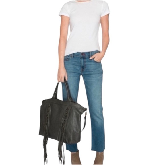 $495 Johnny Was Goatskin Leather Fringe Tote X Large Purse Italy Crossbody NWT - Picture 3 of 12